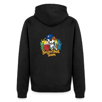 BASKETBALL. WELPE - Unisex Premium Bio Zip Hoodie - Schwarz - Hinten - Nico (187cm)