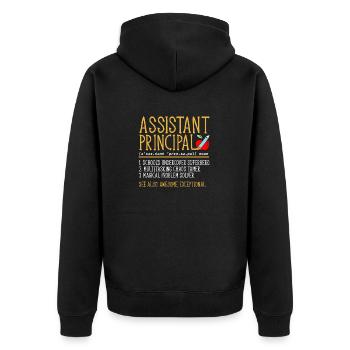 Stellvertretende Schulleiterin - Unisex Premium Bio Zip Hoodie - Schwarz - Hinten - Nico (187cm)