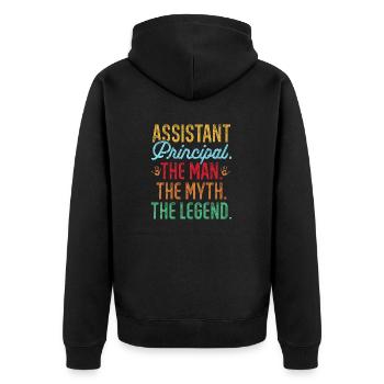 Deputy Principal - Unisex Premium Organic Zip Hoodie - black - Back - Nico (187cm)