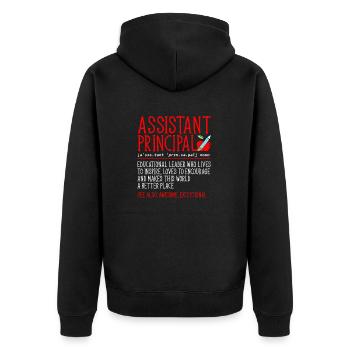 Deputy Principal - Unisex Premium Organic Zip Hoodie - black - Back - Nico (187cm)