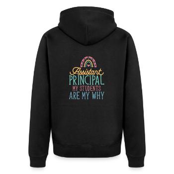 Stellvertretende Schulleiterin - Unisex Premium Bio Zip Hoodie - Schwarz - Hinten - Nico (187cm)