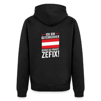 Austrians Austria - Unisex Premium Organic Zip Hoodie - black - Back - Nico (187cm)