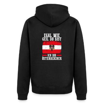 Austrians Austria - Unisex Premium Organic Zip Hoodie - black - Back - Nico (187cm)