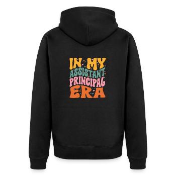 Stellvertretender Schulleiter - Unisex Premium Bio Zip Hoodie - Schwarz - Hinten - Nico (187cm)