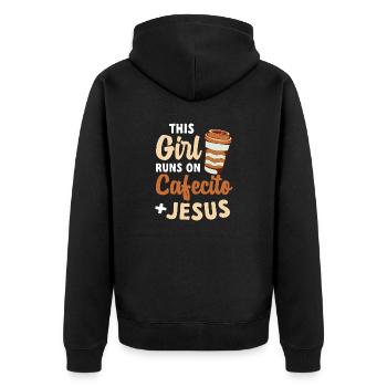 Cafecito Spanish Coffee - Unisex Premium Organic Zip Hoodie - black - Back - Nico (187cm)