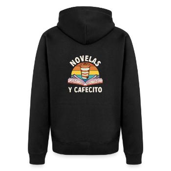 Cafecito Spanish Coffee - Unisex Premium Organic Zip Hoodie - black - Back - Nico (187cm)