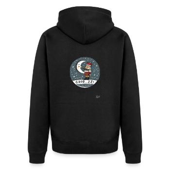 Schläfriger Nussknacker mit Mond und Sternen - Unisex Premium Bio Zip Hoodie - Schwarz - Hinten - Nico (187cm)