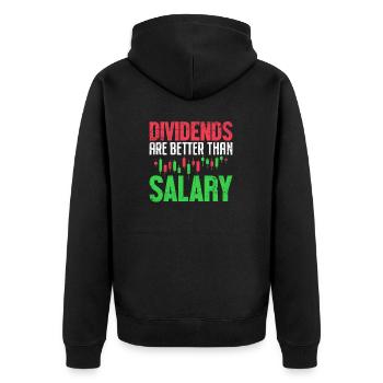 Dividenden Investieren Handel Kryptowährung Aktie - Unisex Premium Bio Zip Hoodie - Schwarz - Hinten - Nico (187cm)