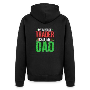 Funny Trading Dad Cryptocurrency Stock Market - Unisex Premium Organic Zip Hoodie - black - Back - Nico (187cm)