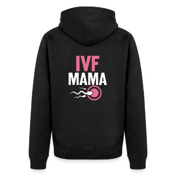 Funny IVF Mom IVF Egg Retrieval Day Infertility - Unisex Premium Organic Zip Hoodie - black - Back - Nico (187cm)