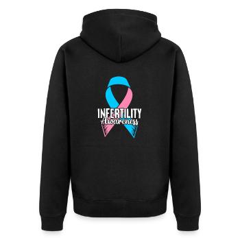 Infertility Awareness Pink and Blue Ribbon - Unisex Premium Organic Zip Hoodie - black - Back - Nico (187cm)