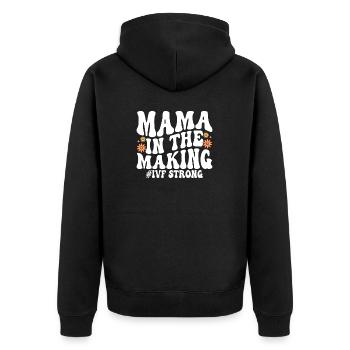 Mama In Mache IVF Orange 1 von 8 Unfruchtbarkeit - Unisex Premium Bio Zip Hoodie - Schwarz - Hinten - Nico (187cm)