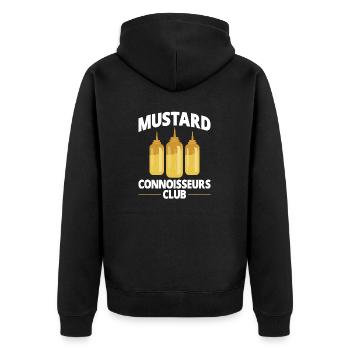 Senf Mustard - Unisex Premium Organic Zip Hoodie - black - Back - Nico (187cm)