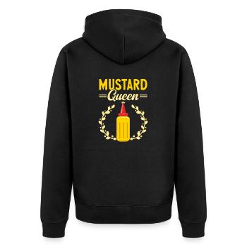 Senf Mustard - Unisex Premium Organic Zip Hoodie - black - Back - Nico (187cm)