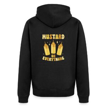 Senf Mustard - Unisex Premium Organic Zip Hoodie - black - Back - Nico (187cm)