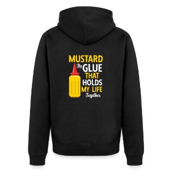 Senf Mustard - Unisex Premium Organic Zip Hoodie - black - Back - Nico (187cm)