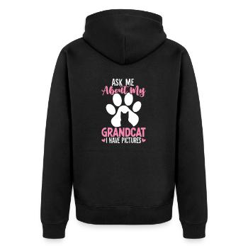 Demandez-moi sur les chats drôles de grand-mère chaton - Veste à capuche bio Premium Unisexe - noir - Dos - Nico (187cm)