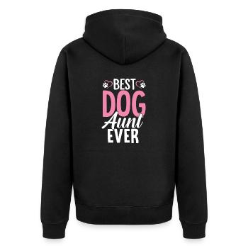 Best Dog Aunt Ever Funny Dogs Puppy Paw Aunt Vibes - Unisex Premium Organic Zip Hoodie - black - Back - Nico (187cm)