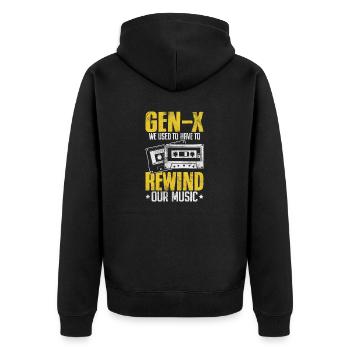 Funny Generation X Music Rewind Xennials Gen X - Veste à capuche bio Premium Unisexe - noir - Dos - Nico (187cm)