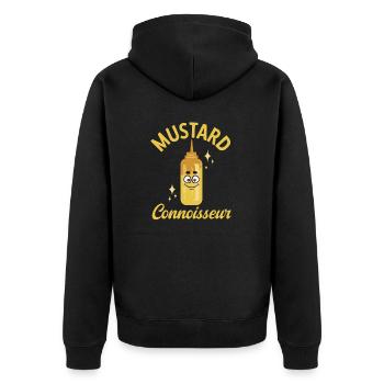 Senf Mustard - Unisex Premium Organic Zip Hoodie - black - Back - Nico (187cm)