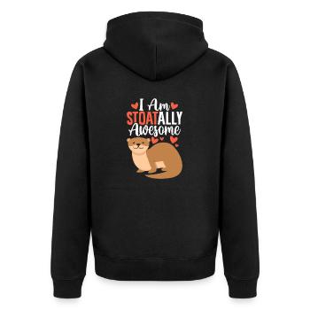 Funny Short Tailed Weasel Ermine Stoat Animal - Unisex Premium Organic Zip Hoodie - black - Back - Nico (187cm)
