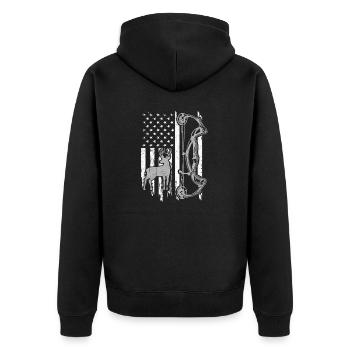 USA Archery Arrow Hunting American Flag Patriotic - Unisex Premium Organic Zip Hoodie - black - Back - Nico (187cm)