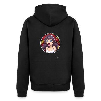The cartoon girl who loves fruits more than anything - Unisex Premium Organic Zip Hoodie - black - Back - Nico (187cm)