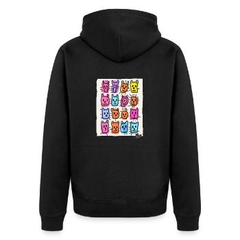 Lustige, alberne Tiere und Tiergesichter - Unisex Premium Bio Zip Hoodie - Schwarz - Hinten - Nico (187cm)