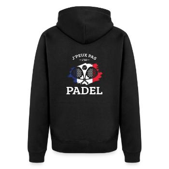 Ich kann nicht haben Ich habe Padel Padeliste Padelspieler - Unisex Premium Bio Zip Hoodie - Schwarz - Hinten - Nico (187cm)