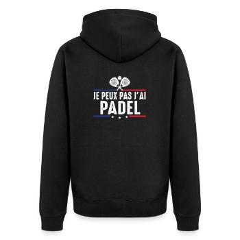 Ich kann nicht haben Ich habe Padel Padeliste Padelspieler - Unisex Premium Bio Zip Hoodie - Schwarz - Hinten - Nico (187cm)