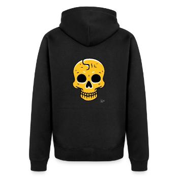 cool yellow skull - Unisex Premium Organic Zip Hoodie - black - Back - Nico (187cm)