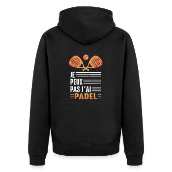 Ich kann nicht haben Ich habe Padel Padeliste Padelspieler - Unisex Premium Bio Zip Hoodie - Schwarz - Hinten - Nico (187cm)