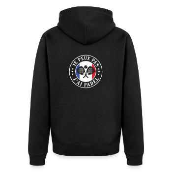 Ich kann nicht haben Ich habe Padel Padeliste Padelspieler - Unisex Premium Bio Zip Hoodie - Schwarz - Hinten - Nico (187cm)