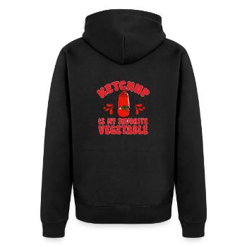 Ketchup Tomatenketchup - Unisex Premium Bio Zip Hoodie - Schwarz - Hinten - Nico (187cm)