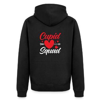 Cupid Squad Valentines Day Him & Her Couple - Unisex Premium Bio Zip Hoodie - Schwarz - Hinten - Nico (187cm)