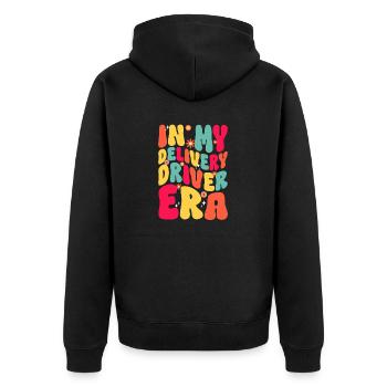 Lieferant Paket Lieferung - Unisex Premium Bio Zip Hoodie - Schwarz - Hinten - Nico (187cm)
