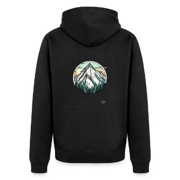 Nature with trees and mountain - Unisex Premium Organic Zip Hoodie - black - Back - Nico (187cm)