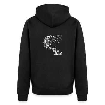 Kostenlos wie ein Vogel T-Shirt - Flock Of Birds Freiheit - Unisex Premium Bio Zip Hoodie - Schwarz - Hinten - Nico (187cm)