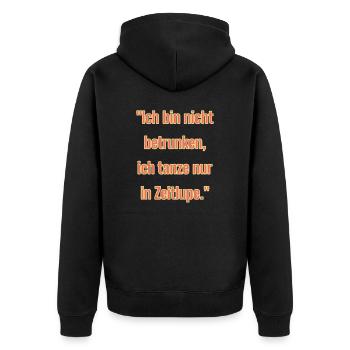 "Ich bin nicht betrunken... - Unisex Premium Bio Zip Hoodie - Schwarz - Hinten - Nico (187cm)