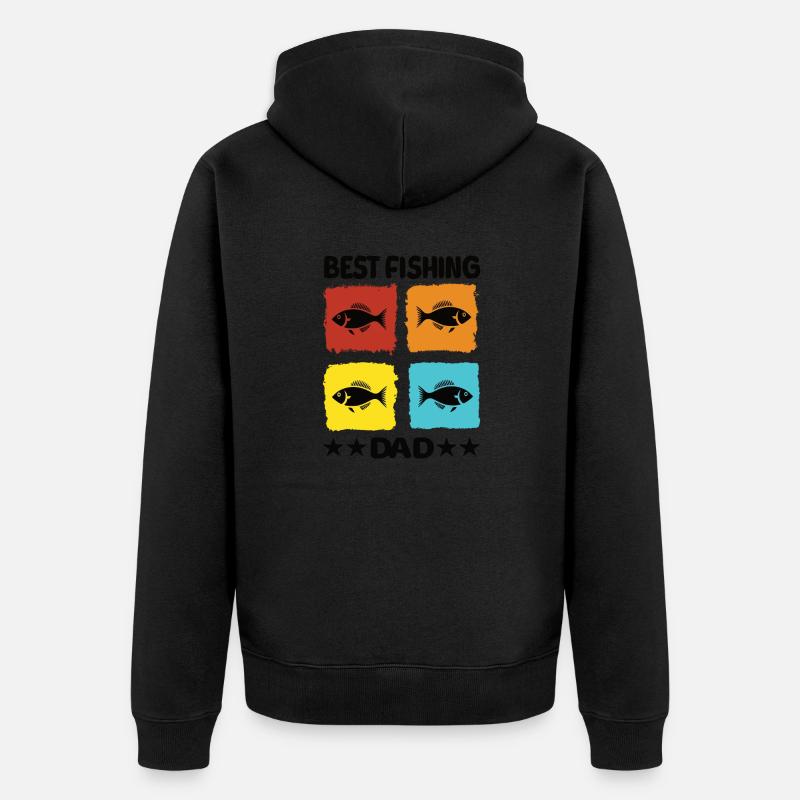 Meilleur papa pêcheur - Veste à capuche bio Premium Unisexe - noir