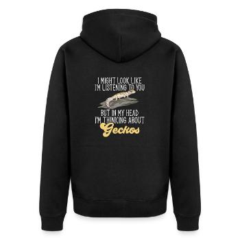 Leopardgecko Reptil Haustier Gecko - Unisex Premium Bio Zip Hoodie - Schwarz - Hinten - Nico (187cm)