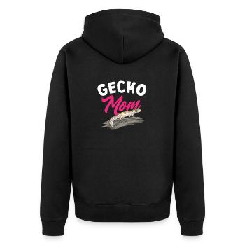 Leopardgecko Reptil Haustier Gecko - Unisex Premium Bio Zip Hoodie - Schwarz - Hinten - Nico (187cm)