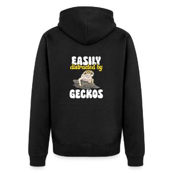 Leopard Gecko Reptile Pet Gecko - Unisex Premium Organic Zip Hoodie - black - Back - Nico (187cm)