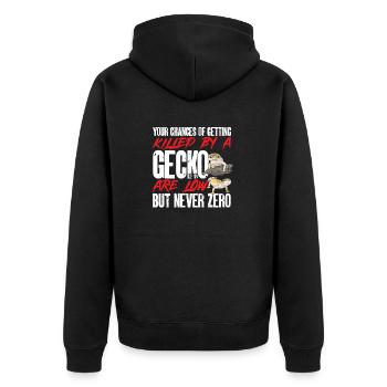 Leopardgecko Reptil Haustier Gecko - Unisex Premium Bio Zip Hoodie - Schwarz - Hinten - Nico (187cm)