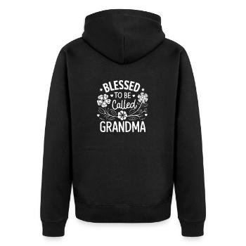 Oma Muttertag Mama Großmutter Mimi Nana Gigi - Unisex Premium Bio Zip Hoodie - Schwarz - Hinten - Nico (187cm)