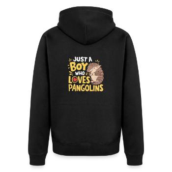 Nur ein Junge, der Schuppentiere liebt Nachtaktive Säugetiere - Unisex Premium Bio Zip Hoodie - Schwarz - Hinten - Nico (187cm)