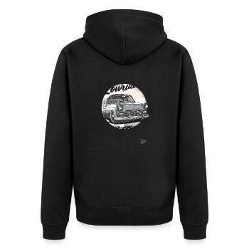 East Germany DDR Car Lowrider 601 Auto - Unisex Premium Bio Zip Hoodie - Schwarz - Hinten - Nico (187cm)