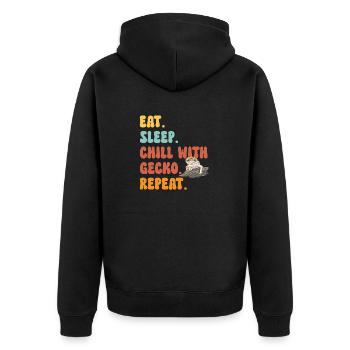 Leopard Gecko Reptile Pet Gecko - Unisex Premium Organic Zip Hoodie - black - Back - Nico (187cm)