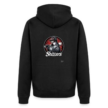 Funny parody baseball team pigeon: LA Shitters - Unisex Premium Organic Zip Hoodie - black - Back - Nico (187cm)