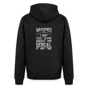 Warnung! Kann jederzeit anfangen, Bengalisch zu sprechen Katze - Unisex Premium Bio Zip Hoodie - Schwarz - Hinten - Nico (187cm)